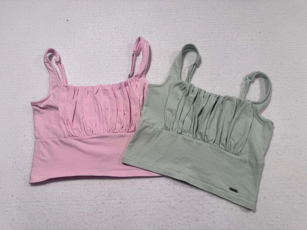 Hollister Must-Have Collection Ruched Cropped Tank Tops 2-Piece Bundle Size S